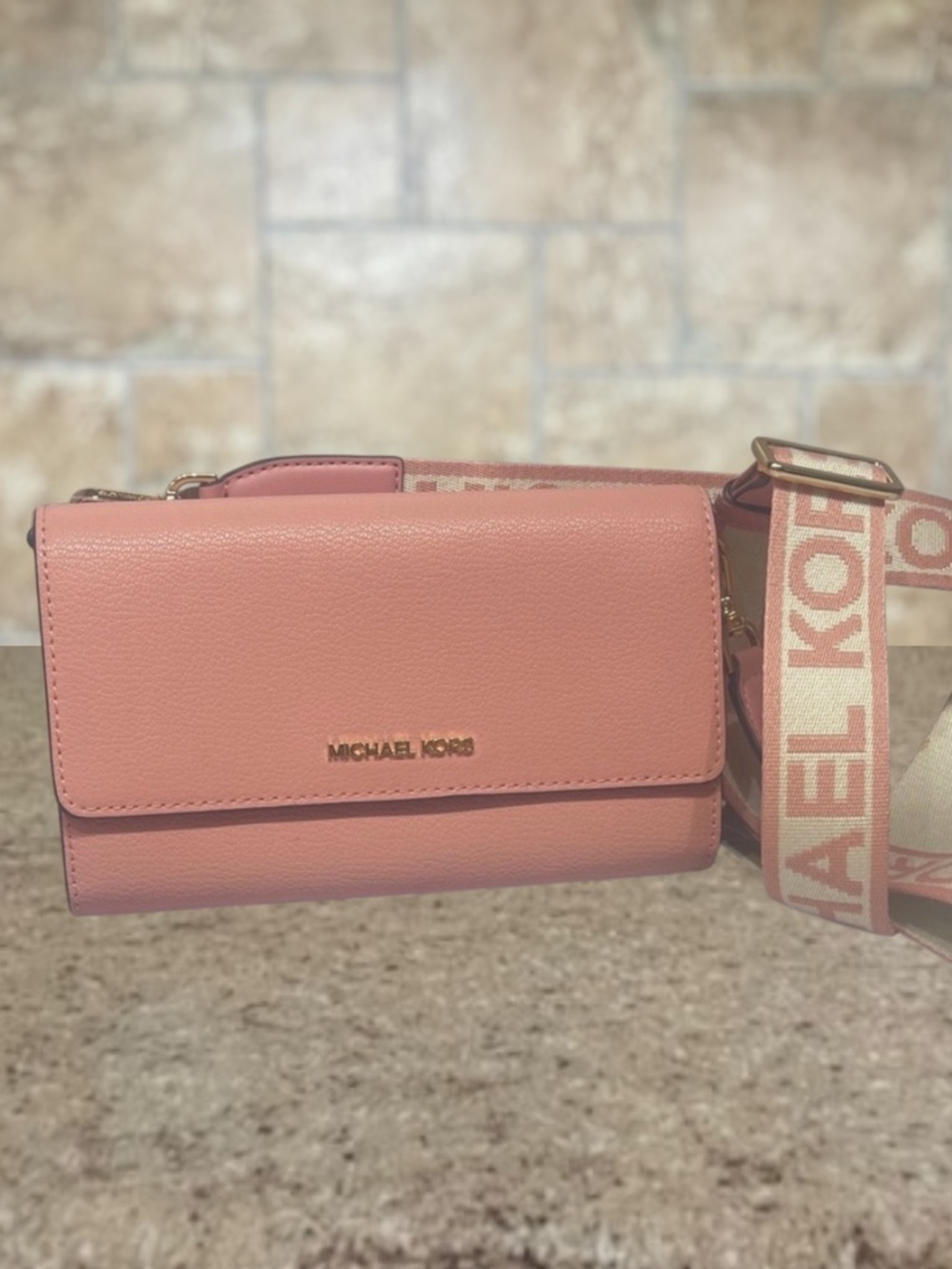 Michael Kors Large Zip Around Wallet Crossbody Primrose Pink
